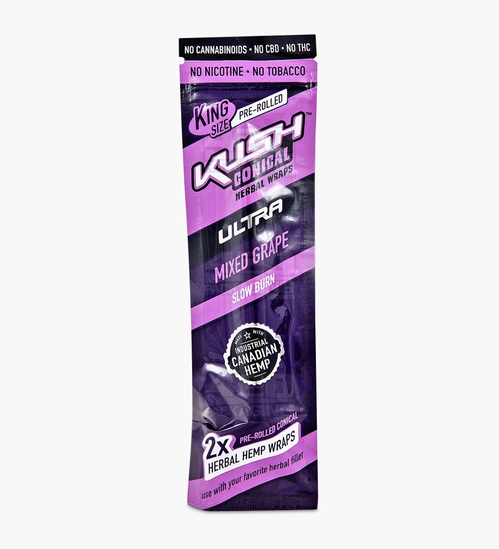 Kush Mixed Grape Ultra Herbal Hemp Conical Wraps 15/Box - 2