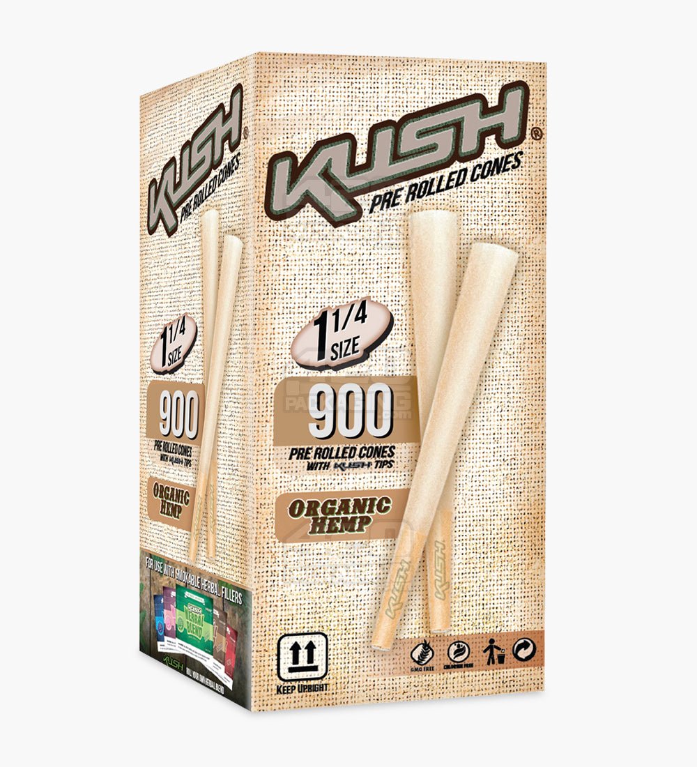 Kush 1 1-4 Size Organic Hemp Pre Rolled Cones w/ Filter Tip 900/Box - 1