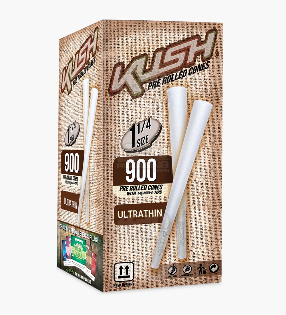 Kush 1 1-4 Size Ultra Thin Pre Rolled Cones w/ Filter Tip 900/Box - 1