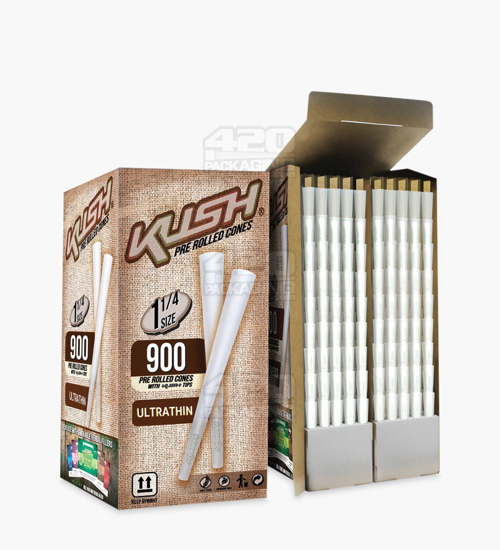 Kush 1 1-4 Size Ultra Thin Pre Rolled Cones w/ Filter Tip 900/Box - 2