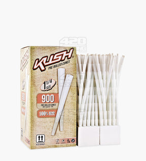 Kush 84mm 1 1/4 Size Bleached White Pre Rolled Cones w/ Filter Tip 900/Box - 3