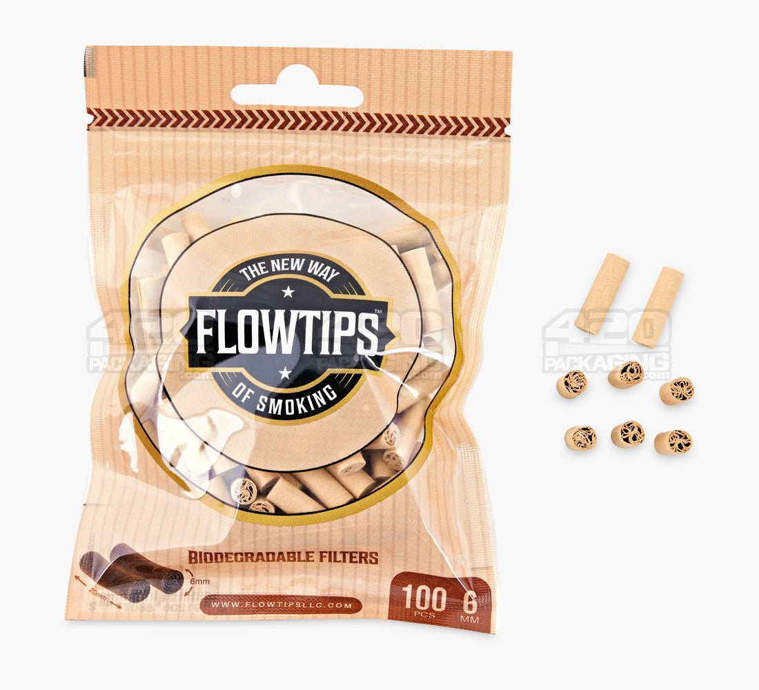 FLOWTIPS 20mm Unbleached Biodegradable Filter Tips 10/Box - 6