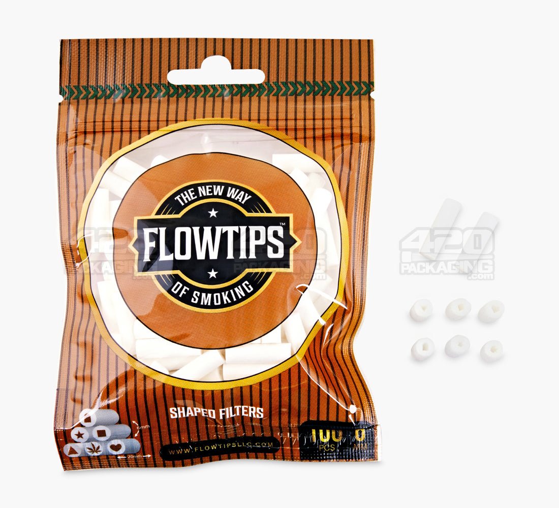FLOWTIPS 20mm Hollow Shaped Premium Cotton Filter Tips 10/Box - 6