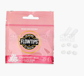 FLOWTIPS 20mm Terpene-Infused Strawberry Milk Filter Tips 10/Box - 6