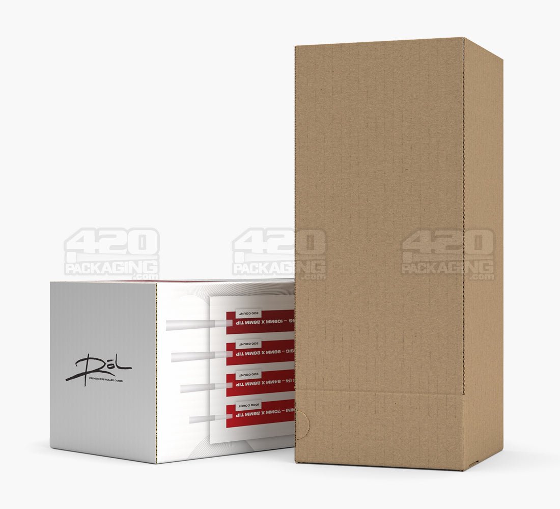 ROL 70mm Dog Walker Size Porcelain White Paper Pre Rolled Cones w/ Filter Tip 1000/Box - 9