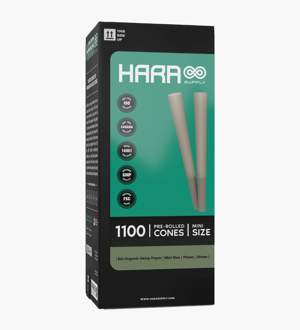 Hara Supply 70mm Mini Sized Pre Rolled Organic Hemp Cones 1100/Box - 1