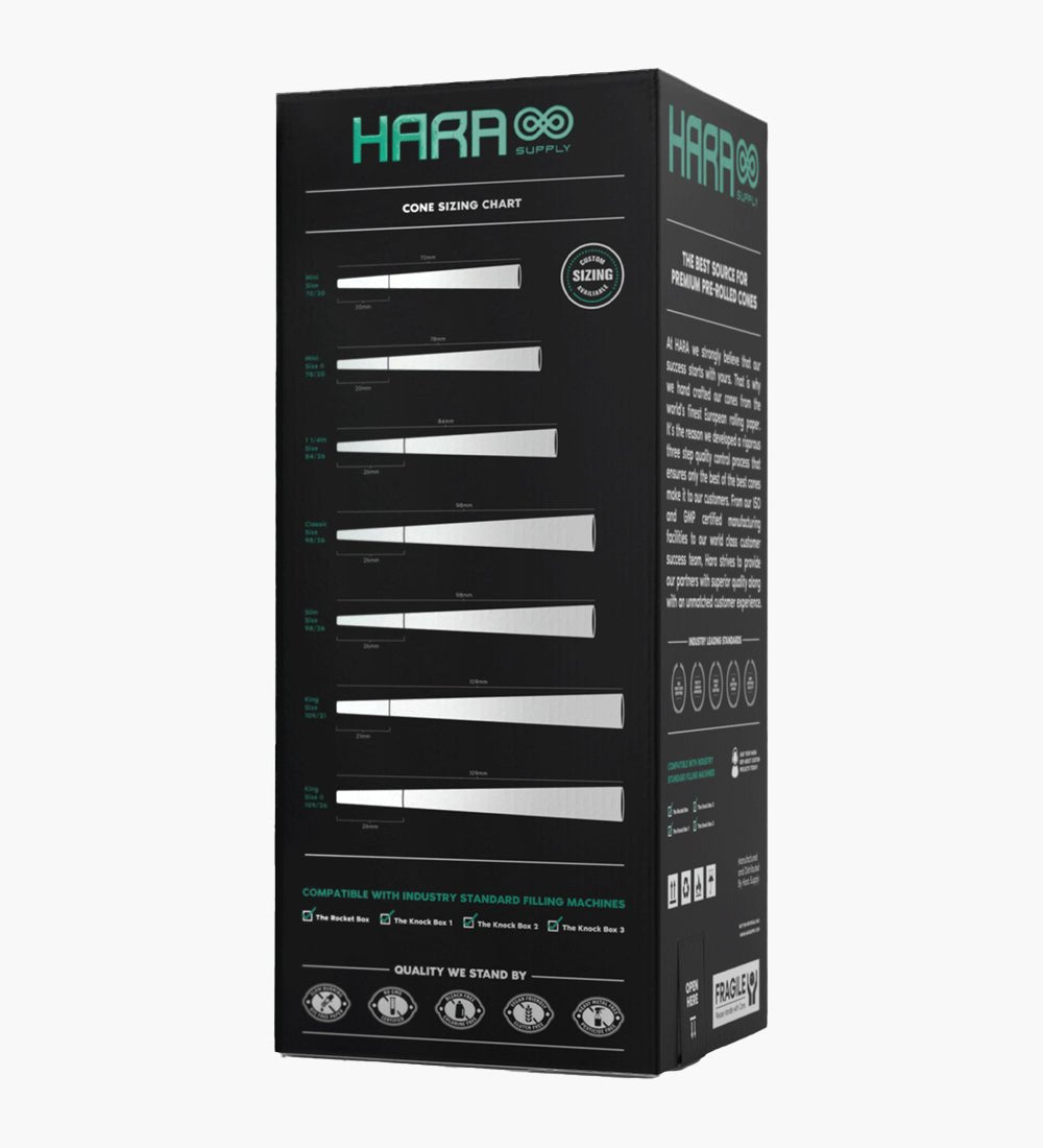Hara Supply 109mm King Size Bleached White Pre Rolled Cones w/ Filter Tip 800/Box - 2