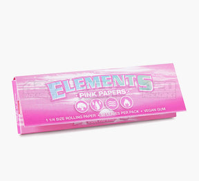 Elements 83mm 1 1/4 Size Ultra Thin Pink Rice Rolling Papers 50/Box - 2