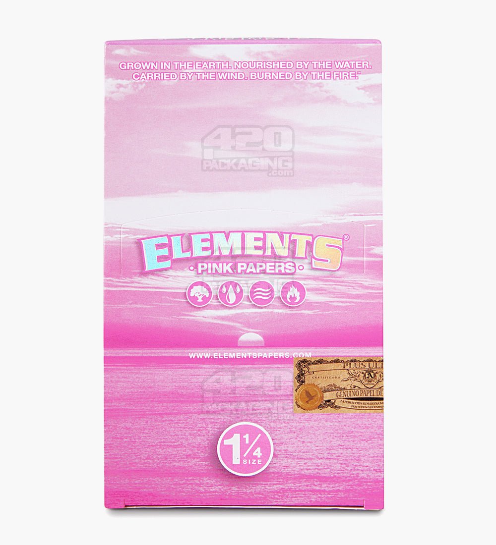 Elements 83mm 1 1/4 Size Ultra Thin Pink Rice Rolling Papers 50/Box - 4