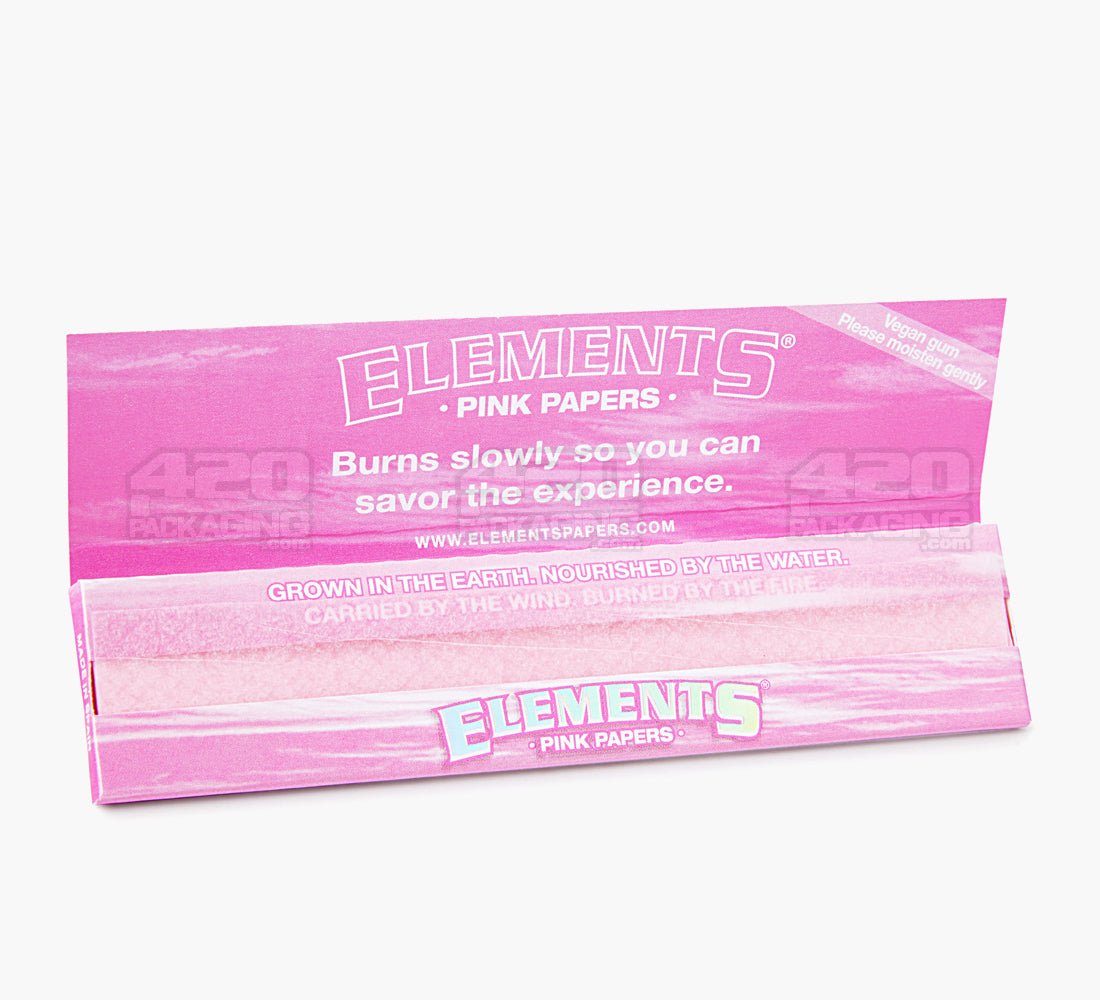 Elements 116mm King Size Slim Ultra Thin Pink Rice Rolling Papers 50/Box - 3