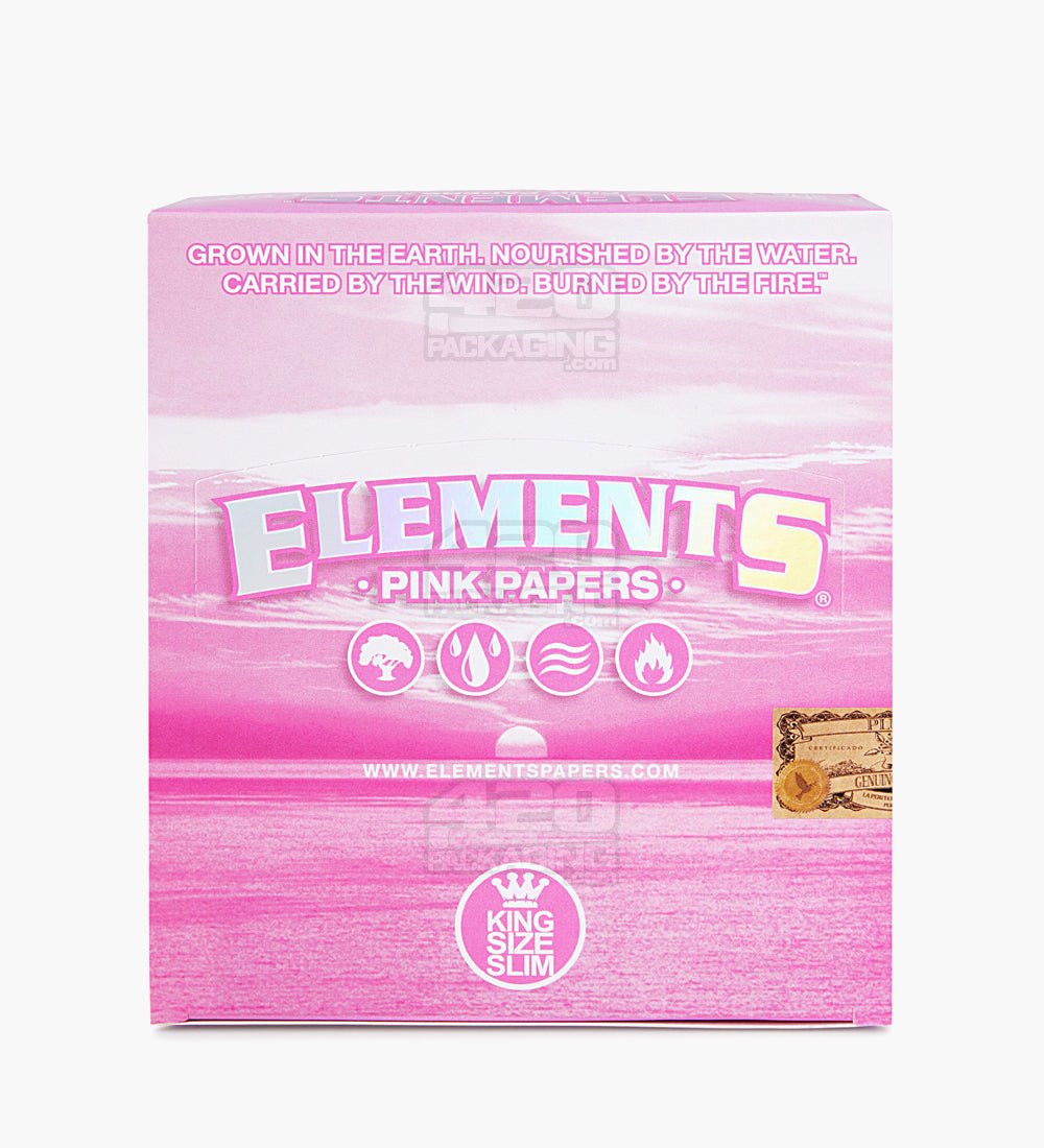 Elements 116mm King Size Slim Ultra Thin Pink Rice Rolling Papers 50/Box - 4