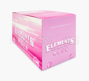 Elements 84mm 1 1/4 Size Ultra Thin Pink Rice Pre Rolled Cones 32/Box - 5