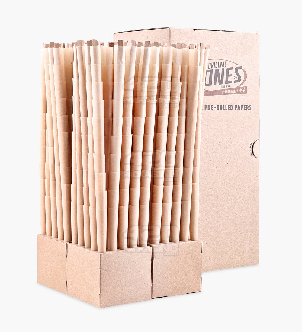 The Original Cones 109mm King Slim Size Unbleached Brown Paper Pre Rolled Cones w/ Filter Tip 1000/Box - 1