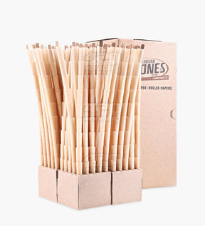The Original Cones 84mm 1 1/4 Size Unbleached Brown Paper Pre Rolled Cones w/ Filter Tip 900/Box - 1