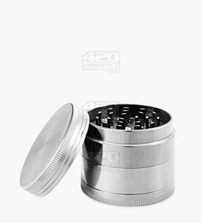 4 Piece 50mm Silver Chromium Crusher Precision Magnetic Metal Grinder w/ Catcher
