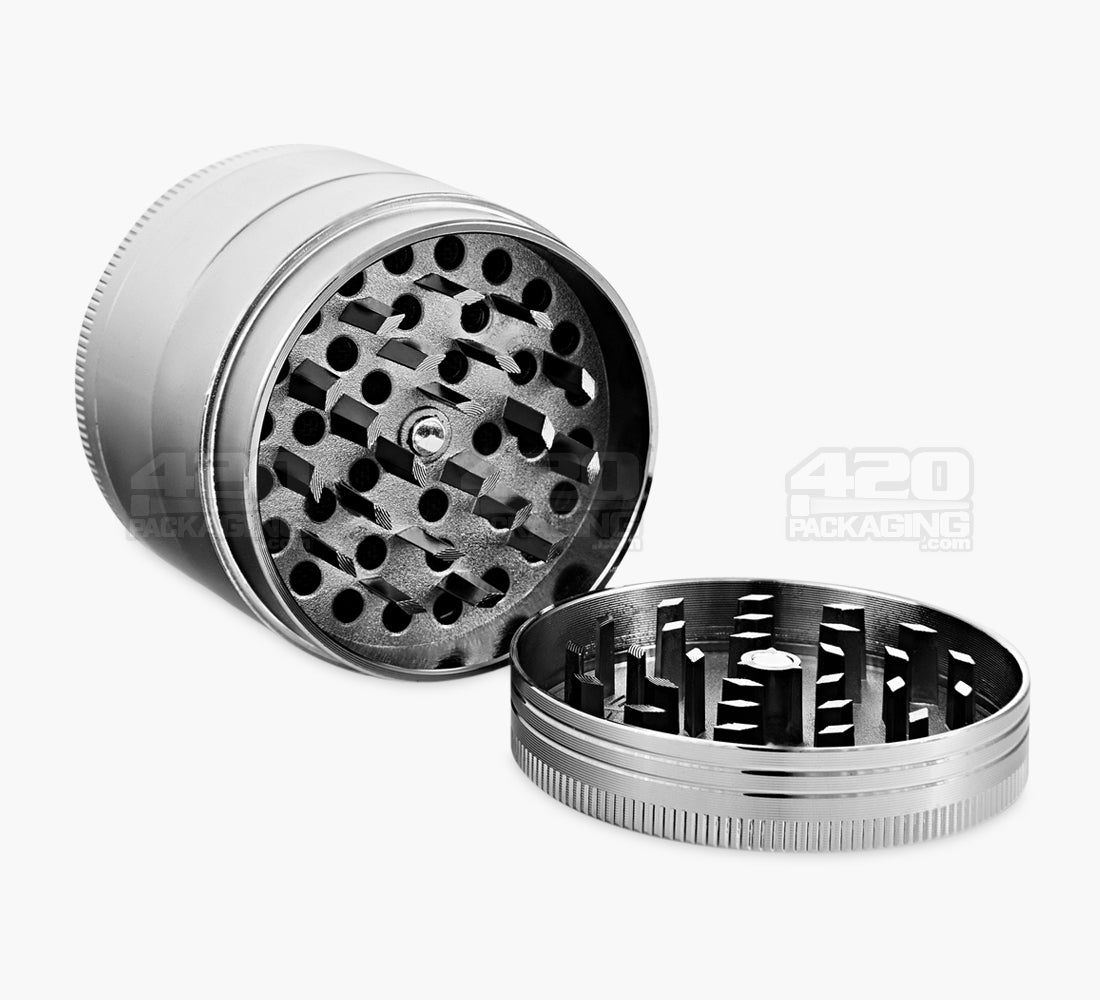4 Piece 50mm Silver Chromium Crusher Precision Magnetic Metal Grinder w/ Catcher