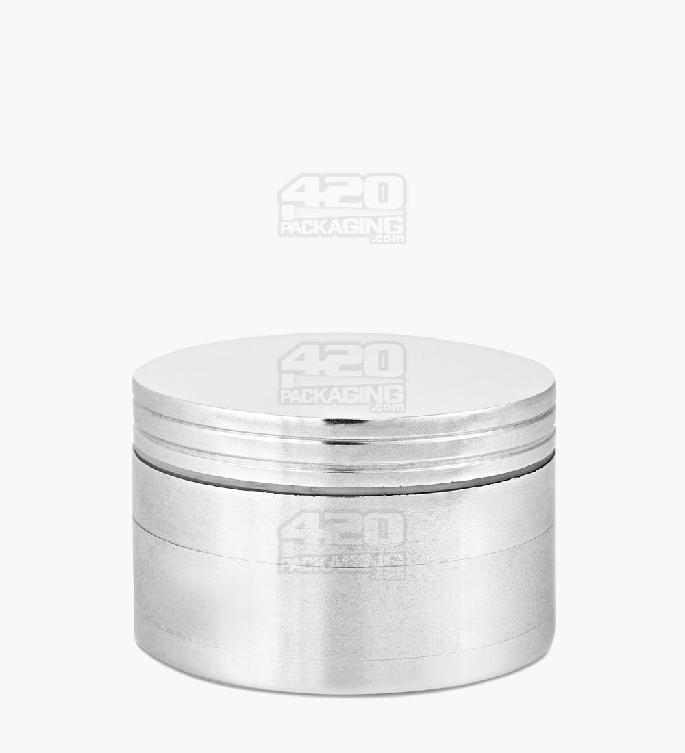 4 Piece 63mm Silver Aluminum Magnetic Metal Grinder w/ Catcher