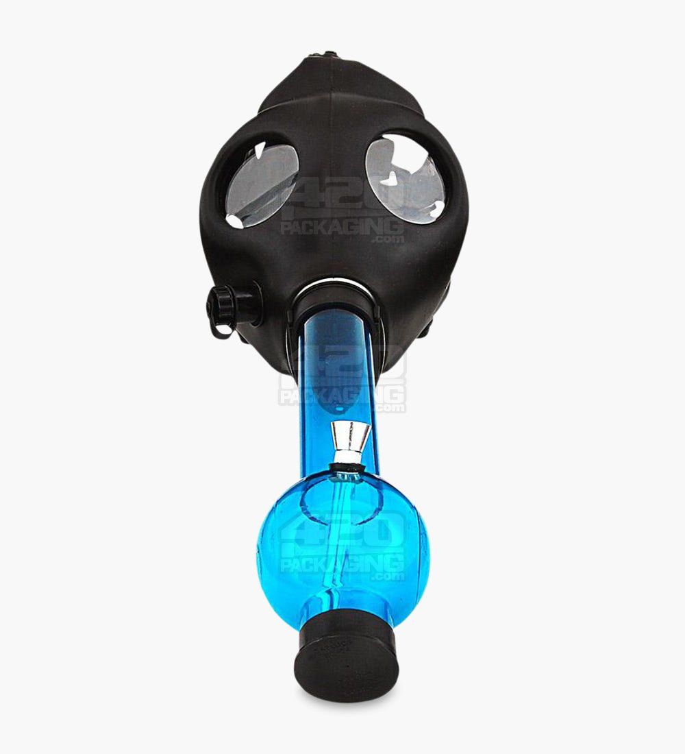 Gas Mask Acrylic Water Pipe | 8.5in Tall - Grommet Bowl - Black - 1