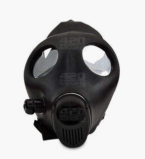 Gas Mask Acrylic Water Pipe | 8.5in Tall - Grommet Bowl - Black - 3