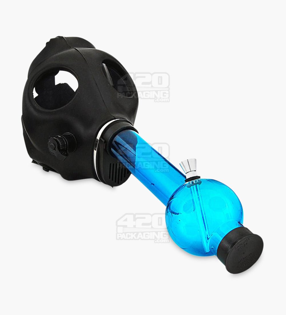 Gas Mask Acrylic Water Pipe | 8.5in Tall - Grommet Bowl - Black - 2