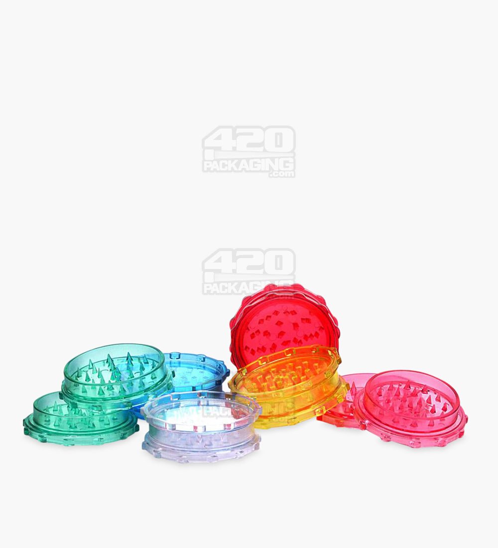 2 Piece 70mm Assorted Light Plastic Grinders 100/Box - 1