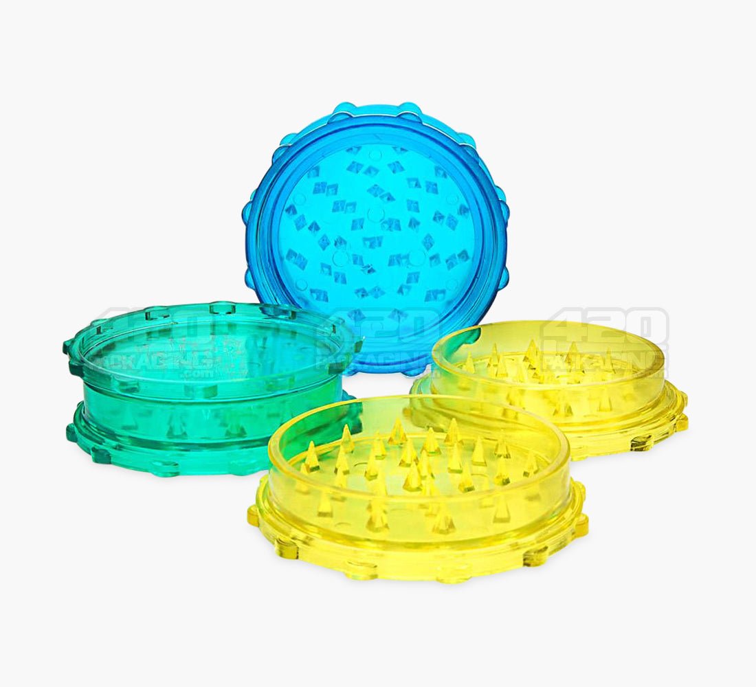 2 Piece 70mm Assorted Light Plastic Grinders 100/Box - 2