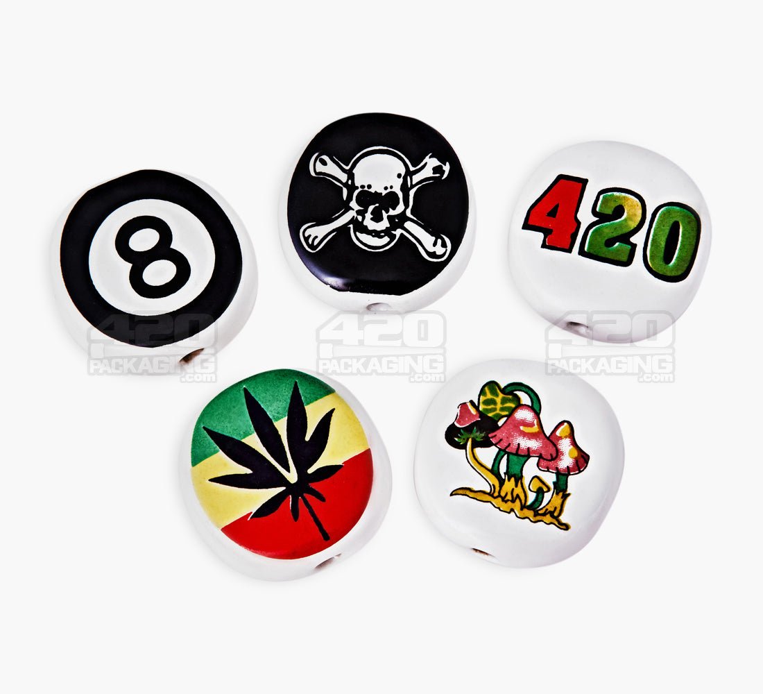Painted Design Smoking Stone Joint Holder | Assorted - 1.5in Diameter - 2