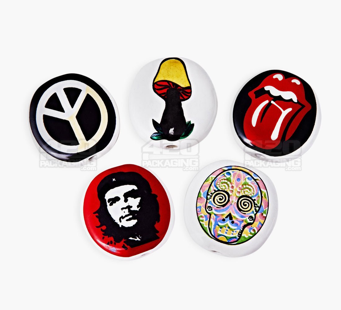 Painted Design Smoking Stone Joint Holder | Assorted - 1.5in Diameter - 3