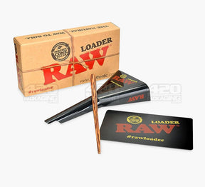 RAW 1 1/4 Size Lean Cone Loader w/ Scraping Card & Bamboo Poker 12/Box - 3