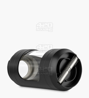 2 Piece 60mm Black Light Up Magnifying Cap Stash Plastic Grinder & One-Hitter - 7