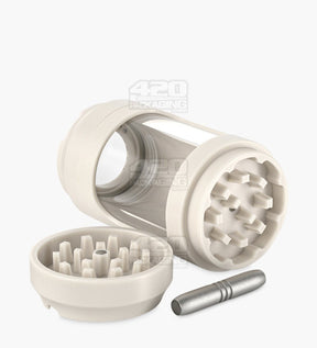 2 Piece 60mm White Light Up Magnifying Cap Stash Plastic Grinder & One-Hitter - 8