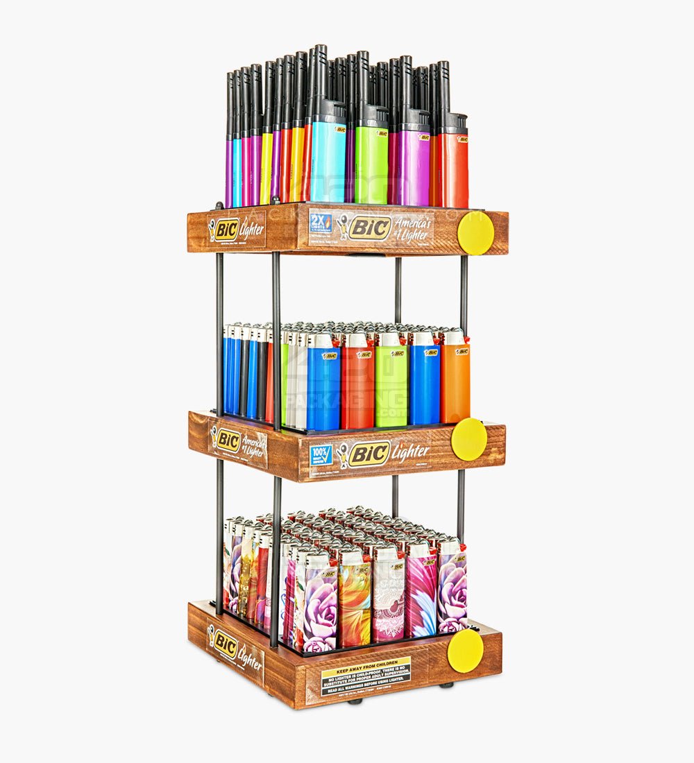 BIC 'Retail Display' Lighters 3 Tier Wooden Display - 140/Box - 1