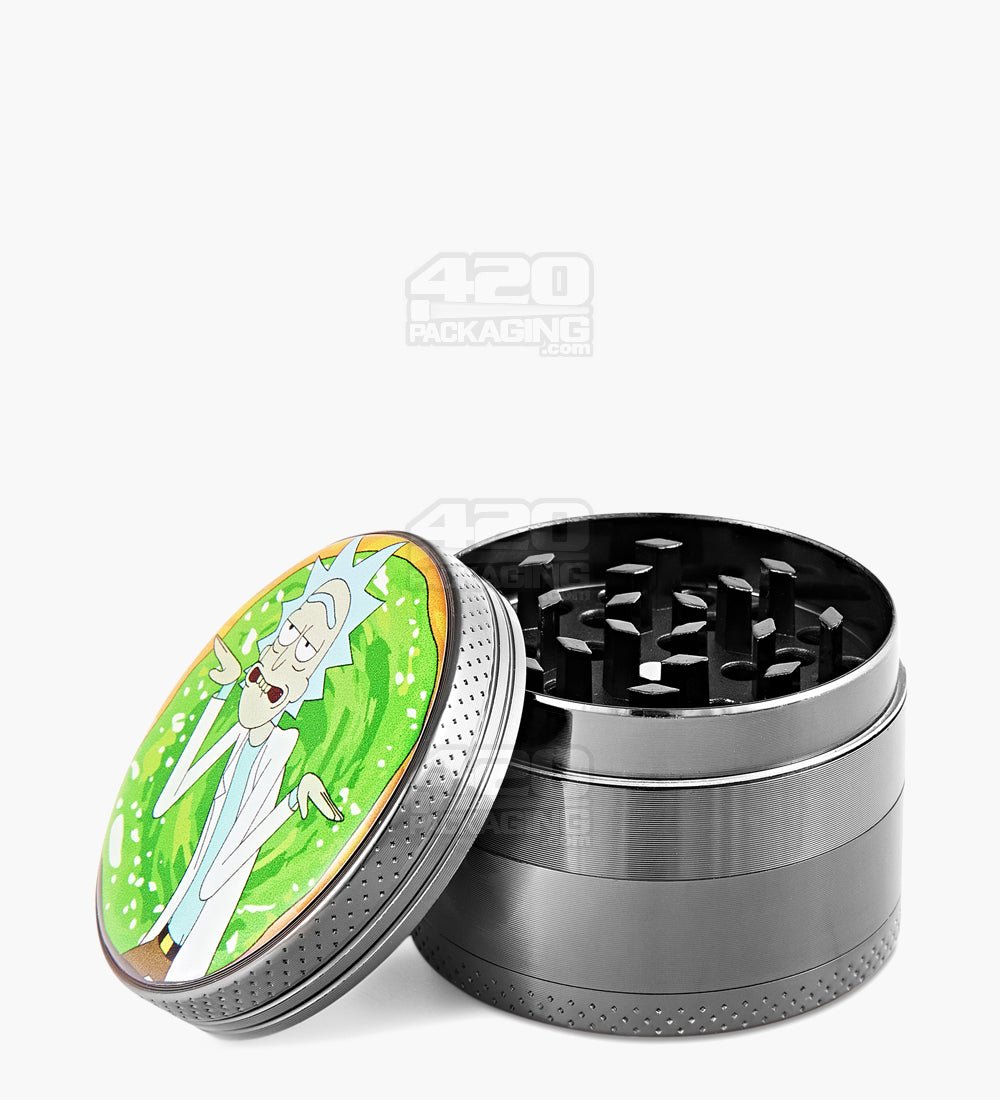 4 Piece 50mm Assorted R&M Decal Magnetic Metal Grinder w/ Catcher - 1