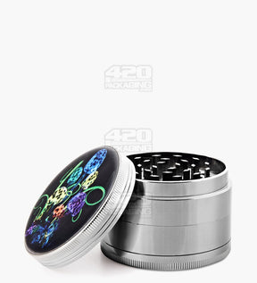 4 Piece 63mm Mushroom Design Silver Magnetic Metal Grinder w/ Catcher - 5