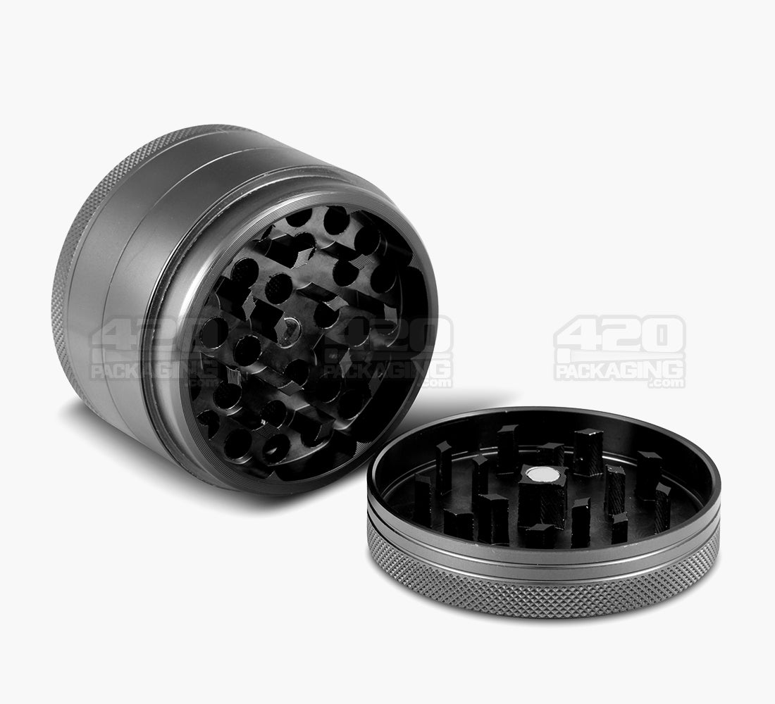 4 Piece 55mm Grey Magnetic CNC Aluminum Metal Grinder w/ Catcher