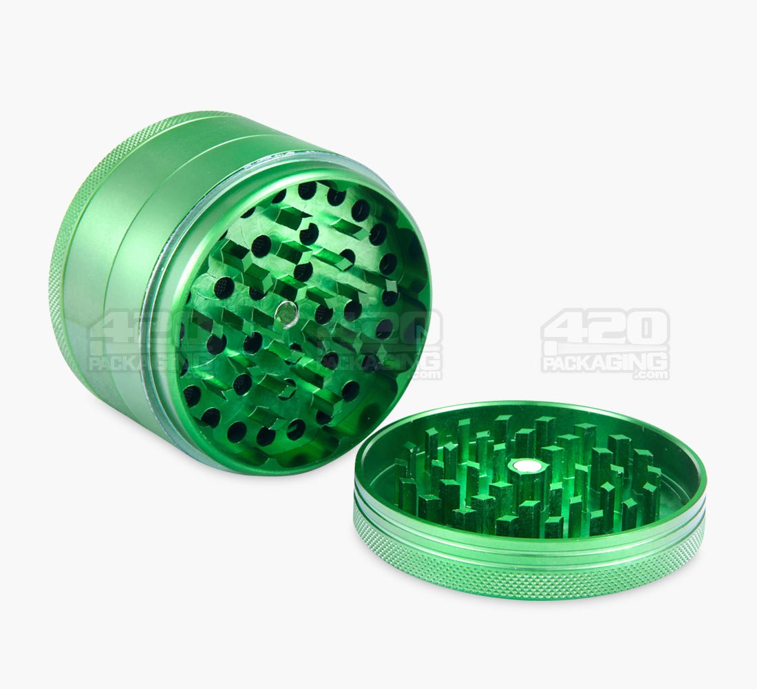 4 Piece 63mm Green Magnetic Metal Grinder w/ Catcher - 2