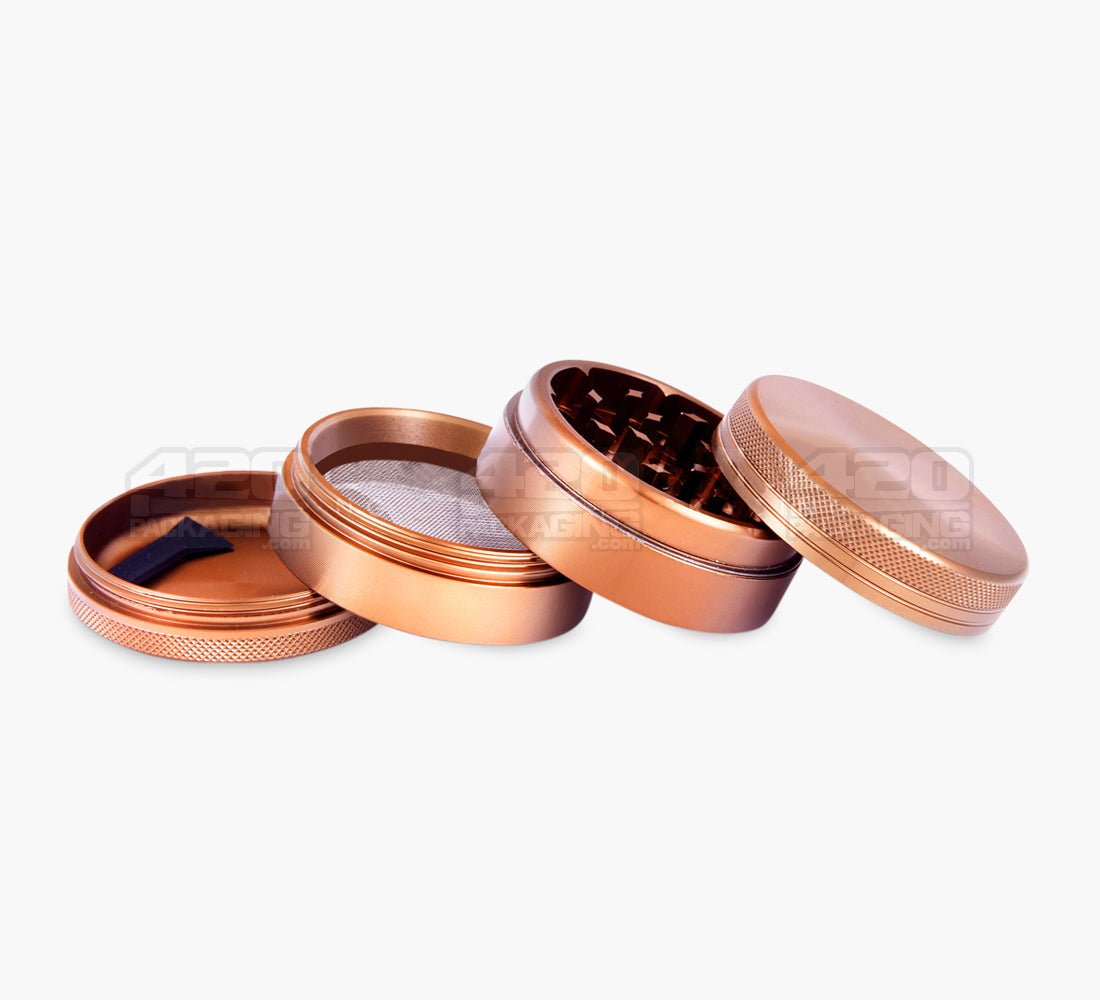 4 Piece 63mm Bronze CNC Aluminum Magnetic Metal Grinder w/ Catcher - 3