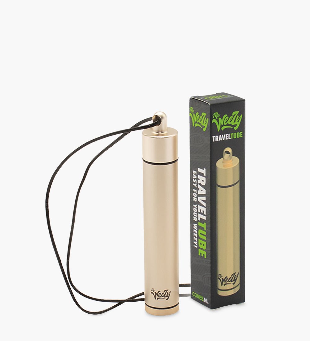 115mm Gold The Weezy Aluminum Travel Tube With Lanyard Display 12/Box - 2