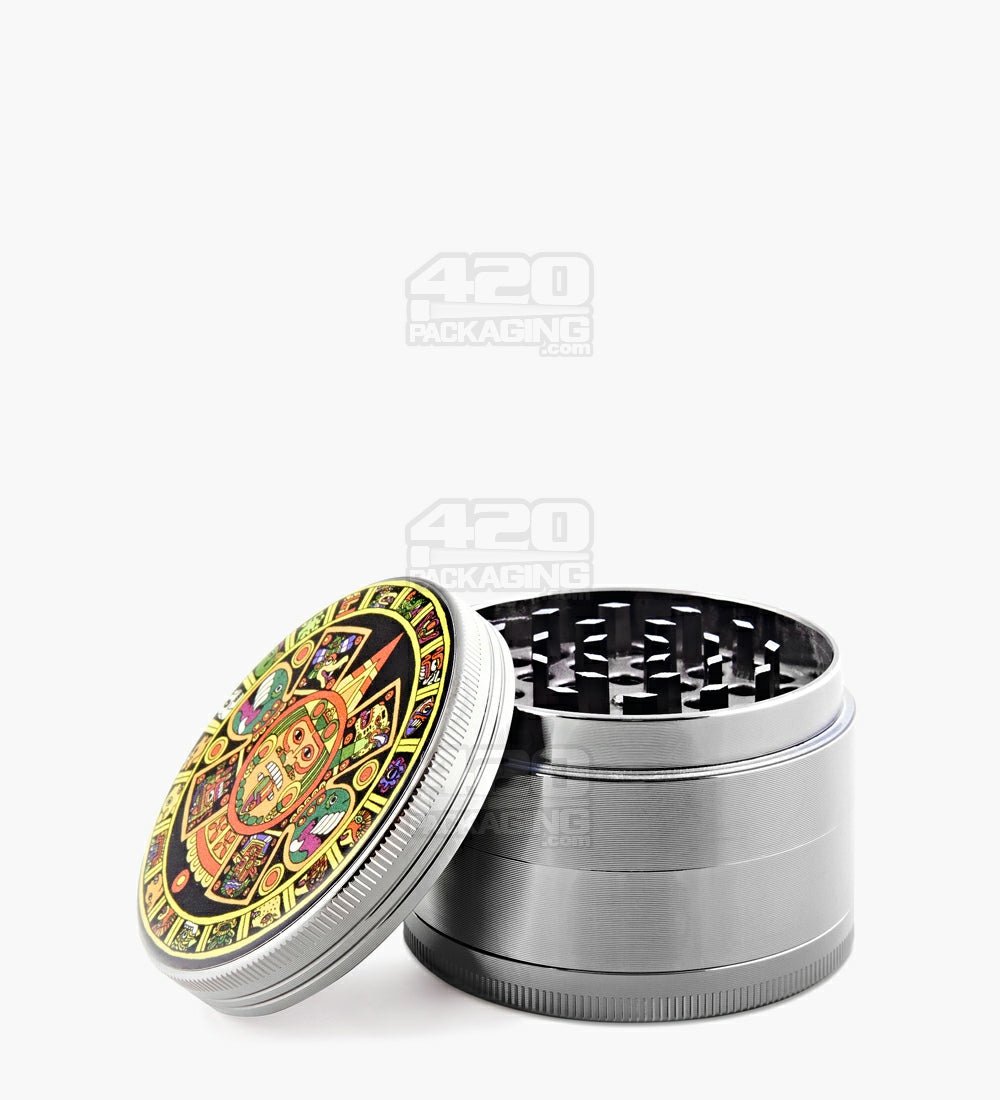 4 Piece 63mm Psychedelic Hieroglyphic Magnetic Metal Grinder w/ Catcher - 1