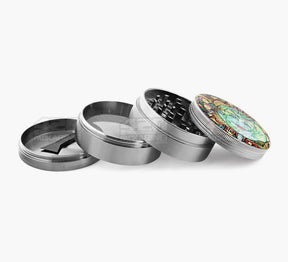 4 Piece 63mm Earth Day Magnetic Metal Silver Grinder w/ Catcher - 3