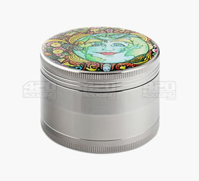 4 Piece 63mm Earth Day Magnetic Metal Silver Grinder w/ Catcher - 4