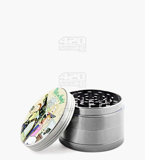 4 Piece 63mm Trippy R&M Magnetic Metal Silver Grinder w/ Catcher - 7