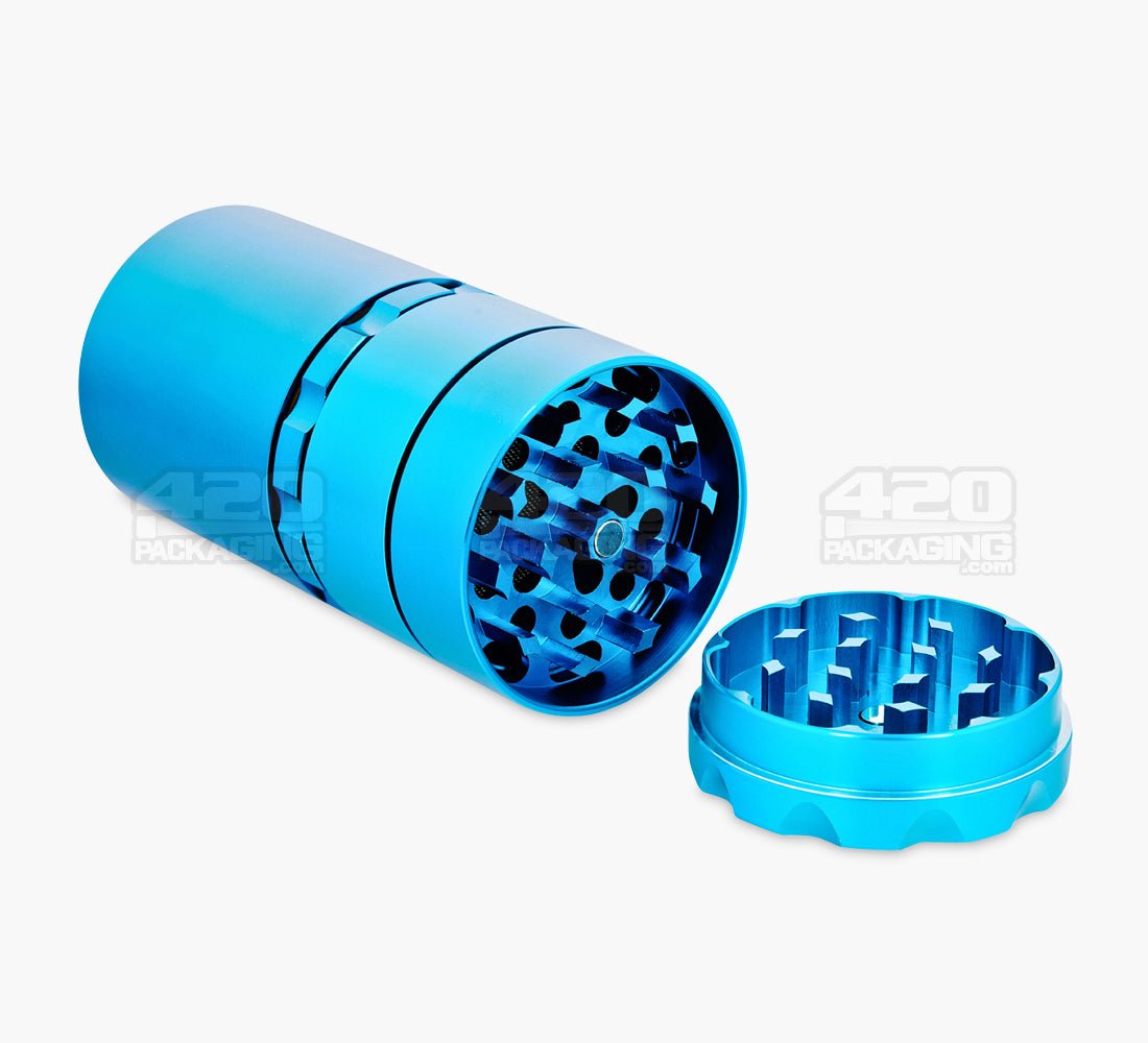 5 Piece 50mm Blue Multi Compartment Metal Grinder w/ Catcher - 2
