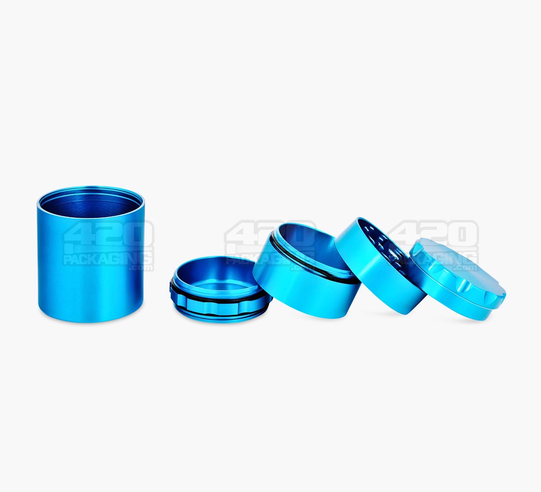 5 Piece 50mm Blue Multi Compartment Metal Grinder w/ Catcher - 3