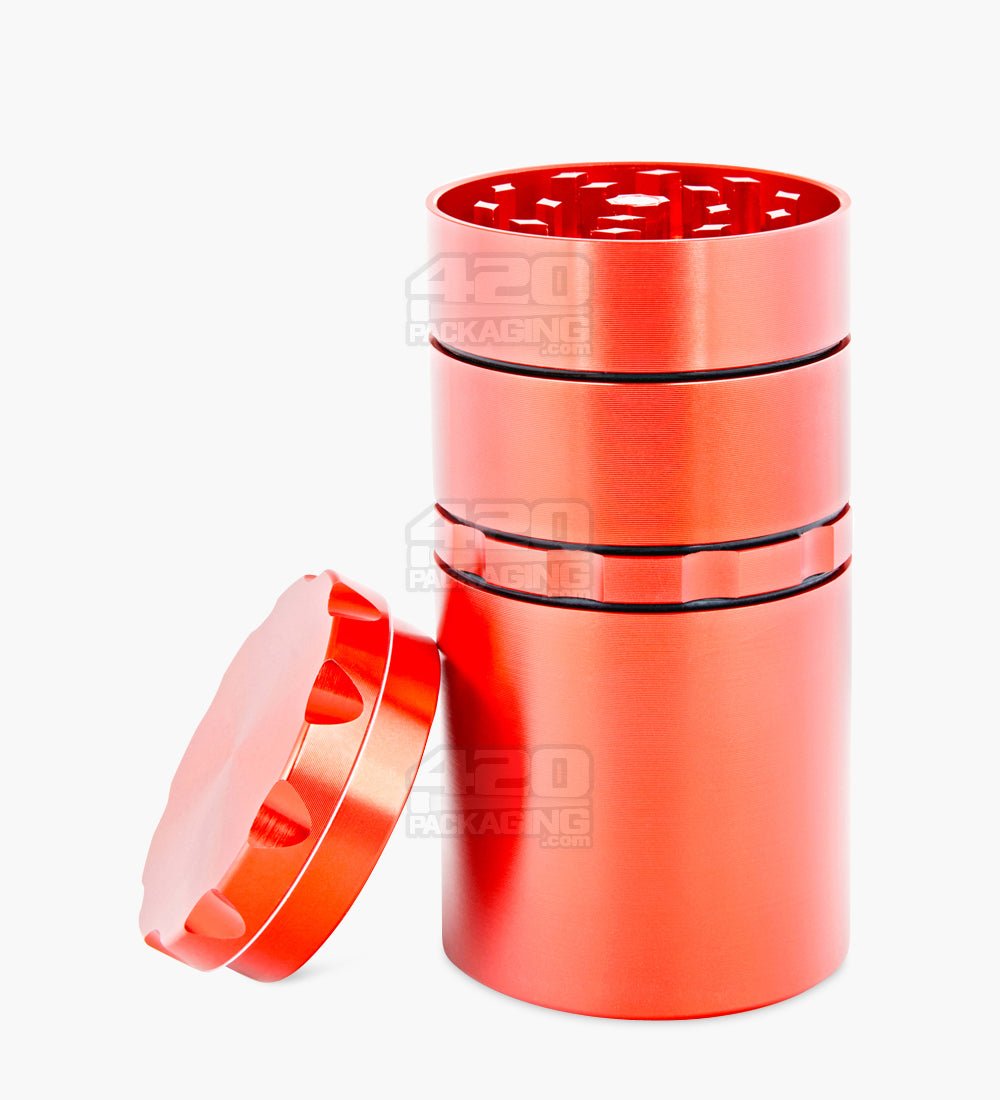 5 Piece 50mm Red Multi Compartment Metal Grinder w/ Catcher - 1