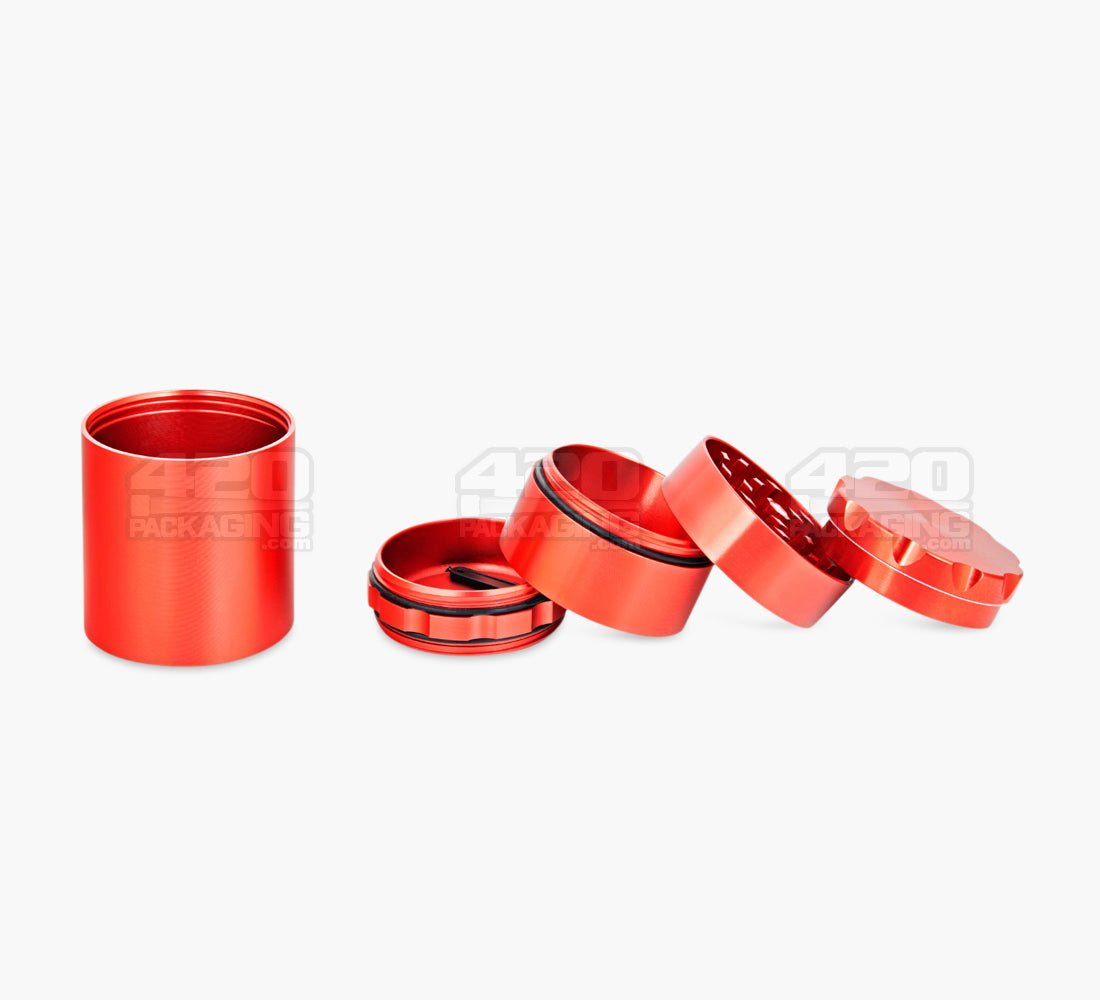 5 Piece 50mm Red Multi Compartment Metal Grinder w/ Catcher - 3