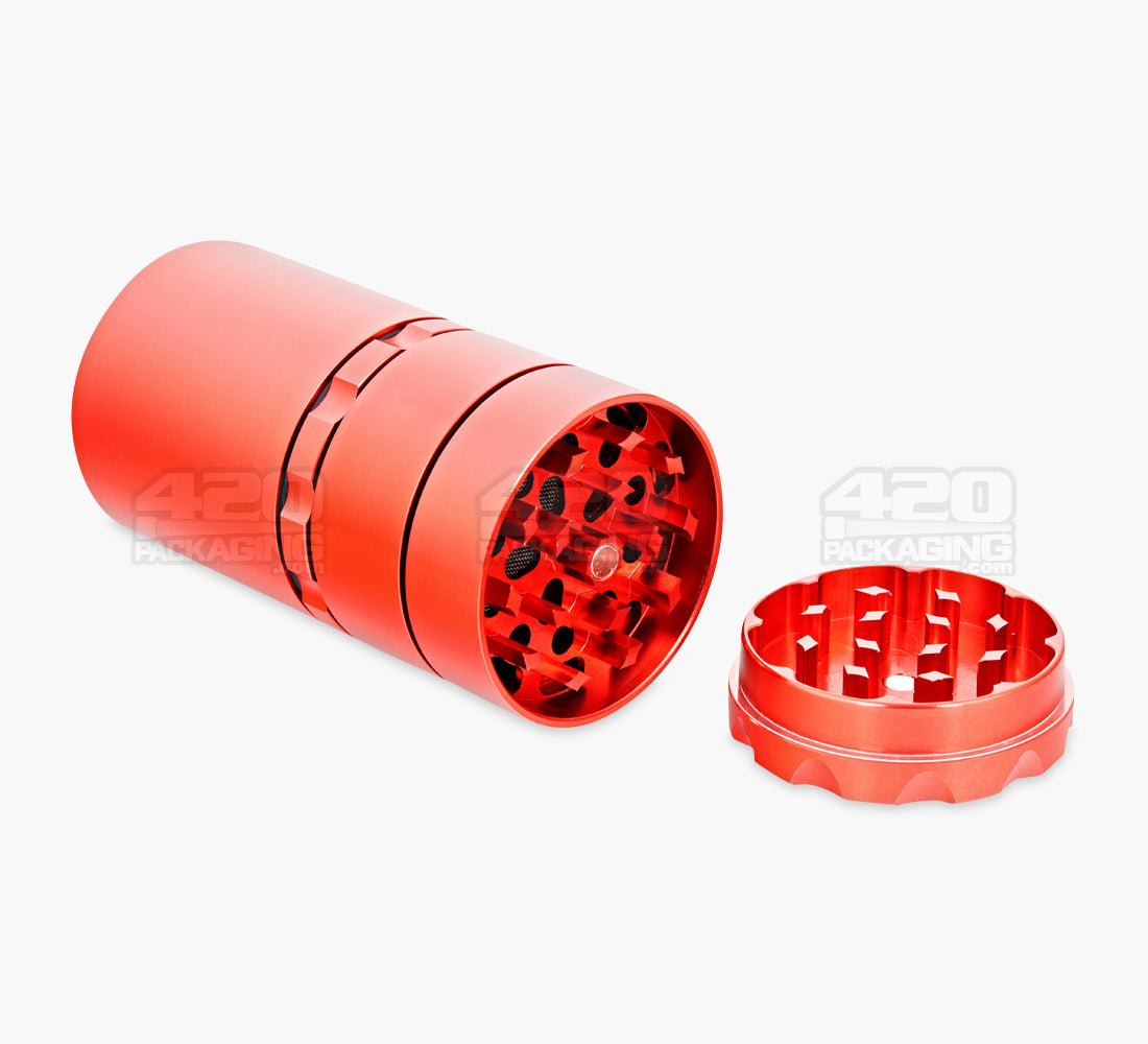 5 Piece 50mm Red Multi Compartment Metal Grinder w/ Catcher - 2