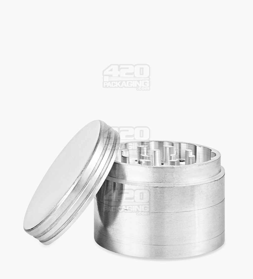 4 Piece 50mm Silver Magnetic Metal Grinder w/ Catcher