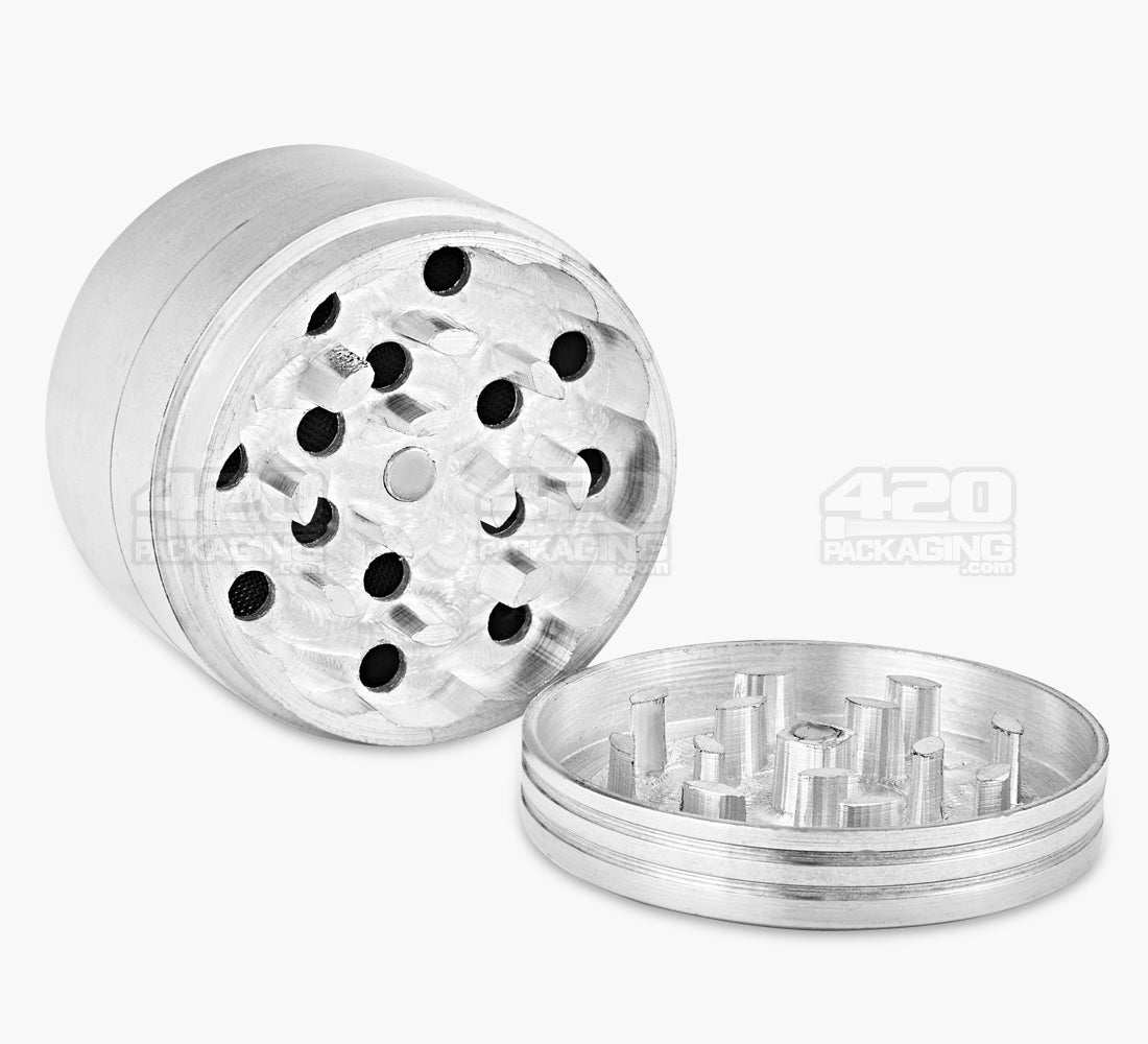 4 Piece 50mm Silver Magnetic Metal Grinder w/ Catcher