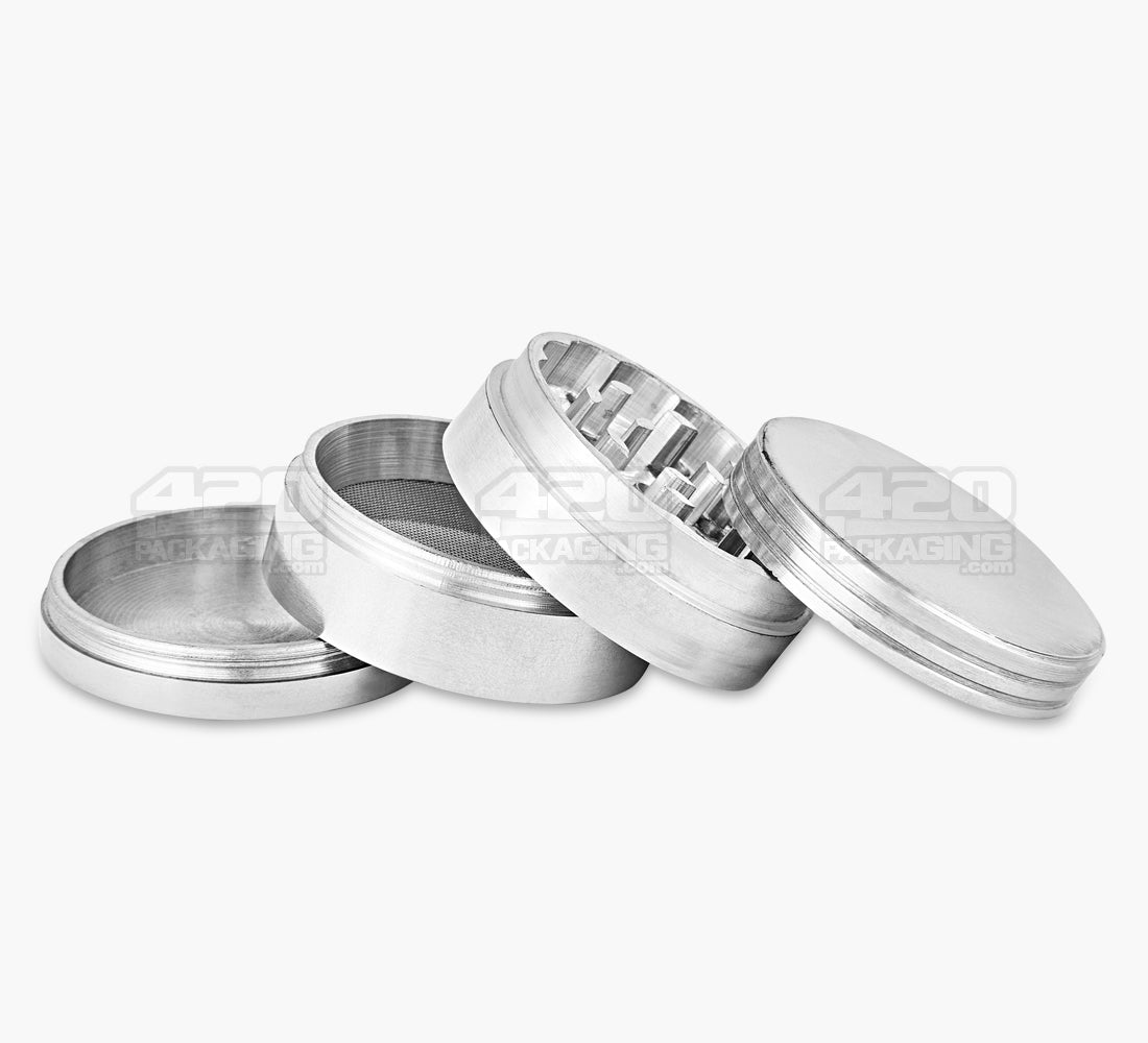 4 Piece 50mm Silver Magnetic Metal Grinder w/ Catcher